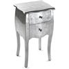 VERSA Cagliari Comodino Tavolino o ausiliario per la Camera da Letto o Il Soggiorno Cassettiera, con 2 cassetti, Misure (A x L x l) 71 x 35 x 40 cm, Legno, Colore Argento
