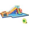 Outsunny Castello Gonfiabile per Bambini 3-8 Anni con Scivolo, Parete, Porta e Canestro, in Tessuto Oxford, 590x460x220 cm|Aosom
