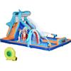 Outsunny Castello Gonfiabile per Bambini 3-8 Anni con Gonfiatore, Scivolo, Piscina e Parete da Arrampicata|Aosom