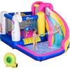 Outsunny Castello Casa Gioco Gonfiabile, Gigante e Rimbalzante per 3 Bambini con Scivolo, Piscina e Canestro da Basket|Aosom