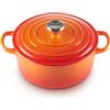 LE CREUSET CASSERUOLA ROTONDA, GHISA EVOLUTION ARANCIONE FLAME (FIAMMA), S - d 22 cm x 3.3 lt