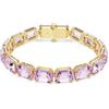 Swarovski Millenia Braccialetto, Gioiello Versatile con Cristalli Viola, Pietre Preziose a Taglio Ottagonale, Chiusura a Gancio a W, Placcatura in Tonalità Oro, 17-19 cm, 0,8 cm