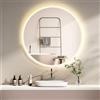 HOKO® Specchio a Parete Rotondo Antiappannamento per Bagno 60cm con Orologio Digitale, Variazione di LED 2700-6500K(Bianco Caldo/Freddo/Neutro). Luce con Interruttore Tattile e Funzione Memoria