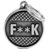 MyFamily Medaglietta Cane Bronx Cerchio Piccolo "f**k" Pedana In Argento Antico