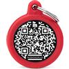 Medaglietta Cane Hushtag Plus Qr Code Cerchio Nero In Alluminio Con Gomma Rossa