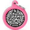 Medaglietta Cane Hushtag Plus Qr Code Cerchio Nero In Alluminio Con Gomma Rosa