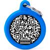 Medaglietta Cane Hushtag Plus Qr Code Cerchio Nero In Alluminio Con Gomma Blu
