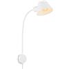 Briloner Leuchten Applique bianca con flessibile orientabile con cavo corrente 1XE27 2089016/25
