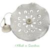 Ceramica Sarda Lampadario artigianale Sardo a piatto D.40 cm bianco forato fatto a mano 201/20
