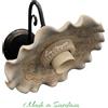 Ceramica Sarda Applique artigianale sarda con piatto pavoncella ondulato struttura nero opaco fatta a mano in ceramica 1XE27 400/NOP/20