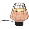 Trio Reality Lighting Lampada da tavolo vintage in rattan e metallo nero opaco R51261036/15