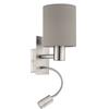 Eglo Leuchten my light Applique Pasteri in tessuto tortora con doppia luce da lettura a LED 96478/20