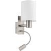 Eglo Leuchten my light Applique Pasteri in tessuto bianco con doppia luce da lettura a LED 96477/20