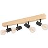 Eglo Leuchten my light Spot a 4 luci Townshend3 nero e legno naturale 4XE27 99481/20