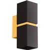 Eglo Leuchten my light Applique Passa cubica luce indiretta 2XGU10 in alluminio nero opaco e oro lucido 95373/20