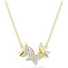 Swarovski Idyllia Lilia Collana, Gioiello Versatile per Occasioni Speciali con Pavé di Cristalli, Chiusura a Moschettone, Motivo a Farfalla, Placcatura in Tonalità Oro, 38-43 cm, 1,5 x 2 cm