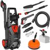 LEHMANN Hudson Idropulitrice ad Alta Pressione con Pompa in Alluminio, 1800 W, Max. 220 Bar, Portata 450 l/h, Set di Accessori - Spazzola Rotante per Terrazze, Schiumatore, Spazzola per Cerchioni