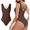 Nabawa Body a costine per il controllo della pancia senza maniche Shapewear Body, Nero, S