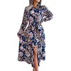 OCCOKO Abito Estivo Boho da Donna con Nodo sul Davanti, Scollo a V, Manica Corta, Abiti da Spiaggia Casual a Strati Floreali Vestiti da Viaggio