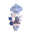 Generico Fiocco nascita con Elefantino, luna, stelle e nome personalizzato su nuvola fatto a mano- Decorazione cameretta in pannolenci, ottimo regalo nascita babyshower (Rosa e Panna)
