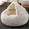 SEDOXX Letto per gatti in peluche con ciambella per animali domestici accogliente letto calmante per cani di taglia media e piccola con coperta calda cuccia per cuccioli, divano per animali domestici