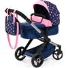 Bayer Design 17016AA Passeggino per bambole Xeo, carrozzina, manubrio regolabile in altezza e girevole, convertibile, borsa