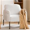 Mondeer Poltrona, sedia d'accento con borsa portaoggetti e gambe in metallo, morbido tessuto in finta lana d'agnello, per soggiorno, camera da letto, lettura, reception, lounge, 63 x 75 x 75 cm,