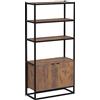 HOMCOM Scaffale Libreria in Stile Vintage con 3 Ripiani, 1 Armadietto in Legno e Telaio in Metallo Nero 76x33x162.5cm