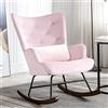HomeMiYN Sedia a Dondolo Allattamento Sofà Singolo Reclinabile in Velluto Moderna Poltrona Relax Trapuntato con Braccioli e Alto Schienale per Soggiorno Balcone Camera da Letto (Rosa)