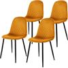 ML DESIGN modern living ML-Design Set di 4 Sedie per Sala da Pranzo Rivestimento in Velluto Giallo Senape Poltroncine da Cucina con Schienale e Gambe in Metallo Seduta Ergonomica Sedia per Soggiorno Salotto