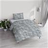 Italian Bed Linen Set Copripiumino Singolo Cotone Ida, lavorato in Italia - Parure Copri Piumino - Sacco Piumone 150x200cm con Doppia Patella e Federe Cuscino (Singolo, venere)