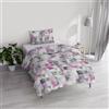 Italian Bed Linen Set Copripiumino Singolo Cotone River, lavorato in Italia - Parure Copri Piumino - Sacco Piumone 150x200cm con Doppia Patella e Federe Cuscino (Singolo, ili)