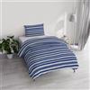 Italian Bed Linen Set Copripiumino Singolo Cotone Ida, lavorato in Italia - Parure Copri Piumino - Sacco Piumone 150x200cm con Doppia Patella e Federe Cuscino (Singolo, crono)