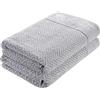 herzbach home Set asciugamano doccia 100% cotone fantasia (grigio argento/bianco, 2 teli doccia 70 x 140 cm)