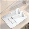 TENQUAN Tappetino Scolapiatti, Super Assorbente Tappetino Lavello Cucina Tappetino per Caffè Antiscivolo Per Bancone Cucina Caffettiera Grigio (Marmo Bianco, 40 x 30 cm)