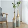 Sziqiqi Blu Vaso da Terra Extra Grande - 66/60cm Alto Grandi Fiori Vasi Set di 2 Vintage Pavimento Vaso per Soggiorno Vasi a Collo Stretto in Metallo per Pampa Artificiali Piantedi Ramoscelli