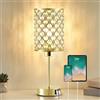 GyroVu Lampada Touch Oro in Cristallo, Lampada da Comodino Dimmerabile a 3 Livelli con Porte USB C+A, Lampada da Comodino per Camera da Letto, Soggiorno (Lampadina Inclusa)