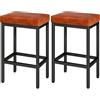 YMYNY Sgabelli Cucina, 66 cm Sgabello Cucina Alto, Marrone Caramello Sgabelli Cucina Moderni Design, Pelle Sgabelli Bar, Cuscino di 6 cm di Spessore, Base in Metallo, Sgabelli Alti per Cucina, HBS513J