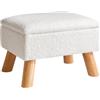 YMYNY Ottomano di Stoccaggio, Pouf Poggiapied, Piccolo Sgabello Con Gambe In Legno Robusto, Sgabello Contenitore Con Sedile Imbottito Per Soggiorno Camera Da Letto Ingresso 40 ×30 ×28CM Bianco HBD042W