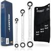 HASKYY - Set di chiavi a cricchetto a doppio anello, 3 pezzi, SW 8-19 mm in sacchetto di sistema I 8-10x9-11 I 12-13x14-15 I 16-17x18-19