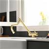 SJQKA Rubinetto Sottofinestra Oro Spazzolato, Rubinetto Cucina Pieghevole 2 Modalità Di Scarico Dell'acqua, Miscelatore Sottofinestra Cucina Rubinetti Da Cucina Acciaio Inox 304 Oro Spazzolato