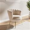 DEGHI Poltrona conchiglia in velluto beige con seduta imbottita e gambe oro - Snob