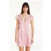 Tezenis Camicia Da Notte Mezza Manica In Raso Pois E Pizzo Donna Rosa