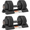 SPORTNOW Set 2 Pesi Regolabili con Spazio Porta Manubri e Impugnatura Antiscivolo, Manubri in Acciaio e ABS, 33x16x16 cm, Nero