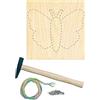 Pebaro NB1-SET - Kit per Nail Art, Motivo: Farfalla prestampata, con Chiodi, Filato e Martello