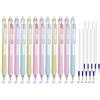 BAYTORY 22 penne gel cancellabili a punta fine e ricariche, penna a inchiostro blu retrattile da 0,5 mm, scrittura liscia, comode da usare per cruciverba (multicolore e 10 ricariche di inchiostro blu)