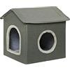 PawHut Casetta per Gatti con Cuscini Lavabili e 2 Entrate, 39x43.5x40.5 cm, Grigio