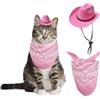 AWOCAN Cappello da cowboy per cani, gatti, mini cappello da cowboy per cani, gatti, animali domestici, costume da cowboy con bandana, sciarpa, per vacanze, Halloween, decorazione per feste di animali