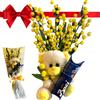 NARAMAKI Idea Regalo Festa della Mamma 2025 - Peluche Mimosa 16cm + Baci Perugina 37,5gr + Rami Mimose - Regalo per Lei (PELUCHE + MIMOSE)