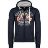 Geographical Norway Flepto Men - Felpa da uomo con cappuccio e tasca a canguro - Felpe con logo da uomo - Felpa con cappuccio a maniche lunghe (Blu_marino M)